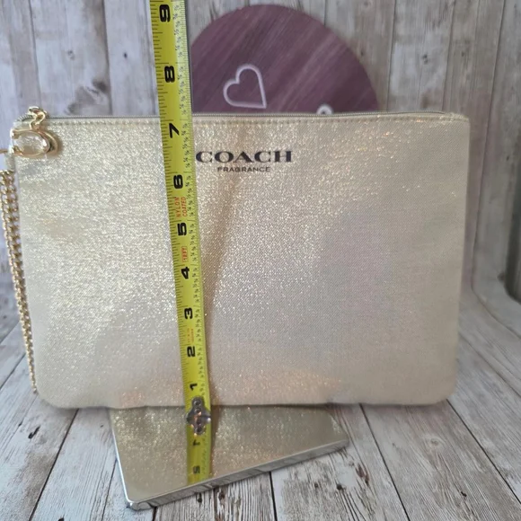 Coach Gold Glitter Evening Wristlet Pouch Clutch Bag